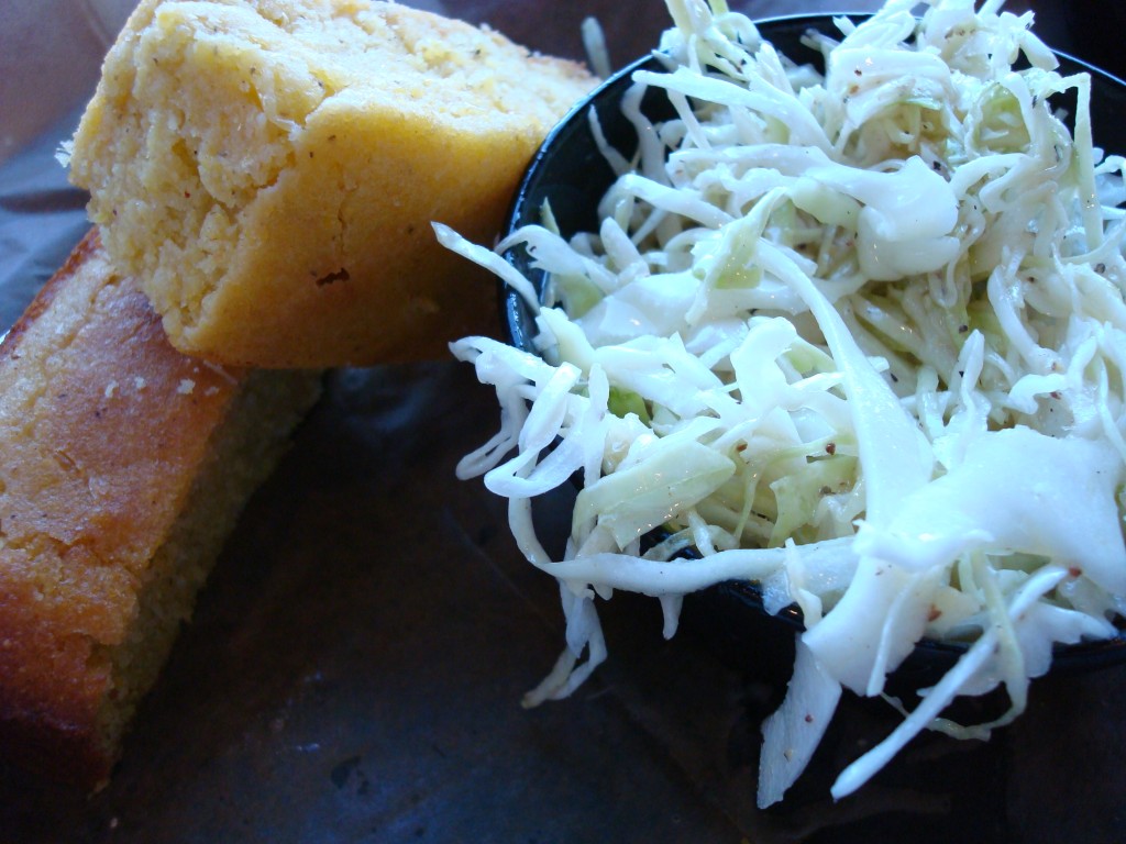 vinegar slaw and cornbread